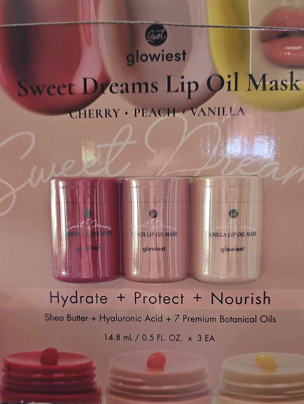 Glowiest Lip Oil Mask Trio — Pink, Peach & Cream